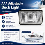 AAA adjustable deck light surface mount specification and boat installation guide