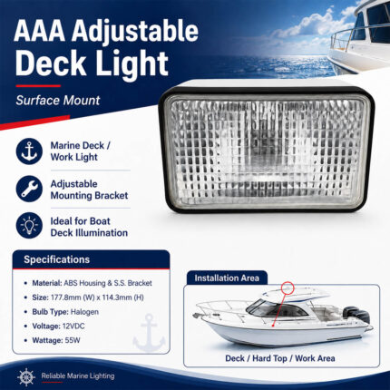 AAA adjustable deck light surface mount specification and boat installation guide
