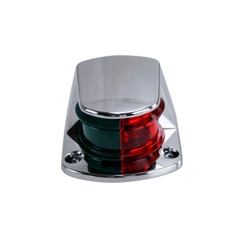 AAA compact LED bi-color deck mount navigation light with red and green lenses for boats