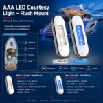 AAA flush mount LED courtesy light specification and installation position for boats