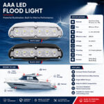 AAA LED flood light specification and boat installation guide, 8.4W