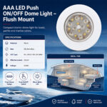 AAA LED push on/off flush mount dome light specification and installation for boats