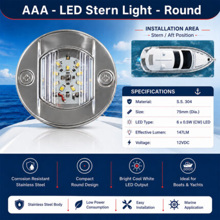 AAA LED stern light round specification and stern installation position for boats