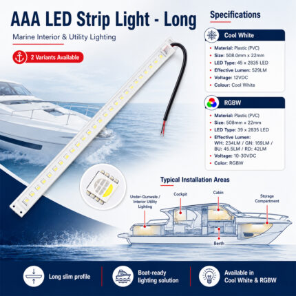 AAA LED Strip Light – Long specification and installation guide for marine boats