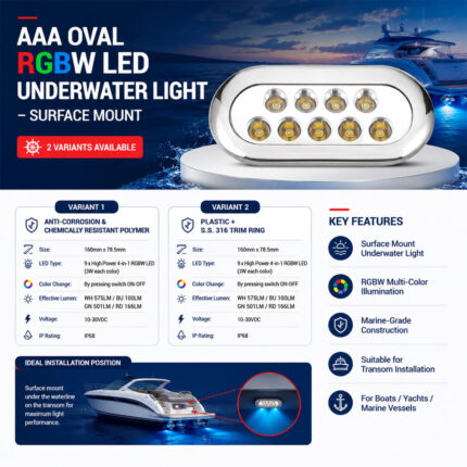AAA oval RGBW LED underwater light surface-mount specification and installation guide