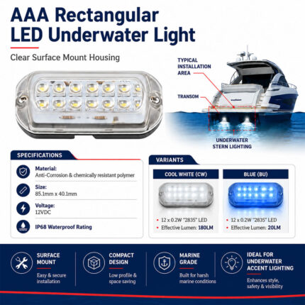 AAA rectangular LED underwater boat light specification and installation guide