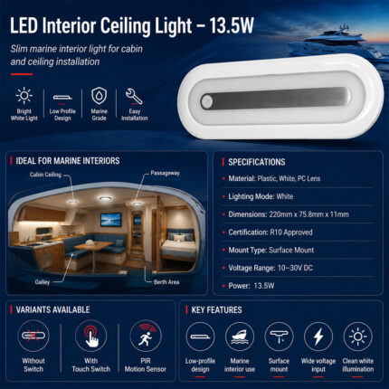13.5W LED interior ceiling light specifications and installation guide for boats