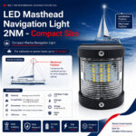LED Masthead Navigation Light 2NM compact size specification and masthead installation diagram