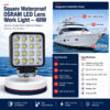 Square waterproof OSRAM LED lens 48W work light specification and boat installation guide