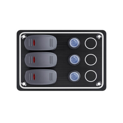 AAA 3 gang rocker switch panel for marine boats with labelled switches and circuit protection
