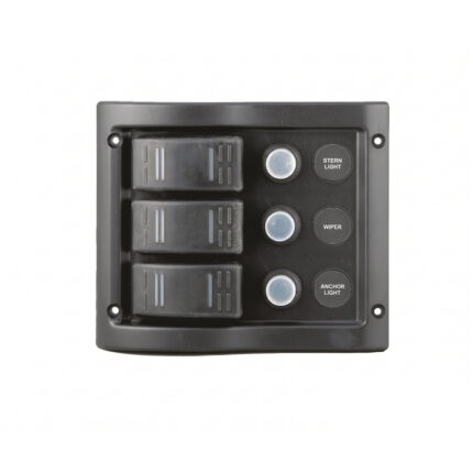 AAA 3 gang rocker switch panel for marine boats with circuit breakers and labelled switches
