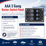 AAA 3 gang rocker switch panel specification and installation guide for marine boat electrical systems