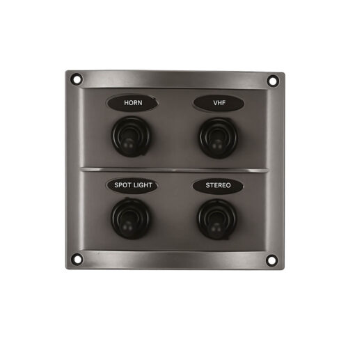 AAA 4 Gang Toggle Switch Panel with fuses for marine and boat electrical systems