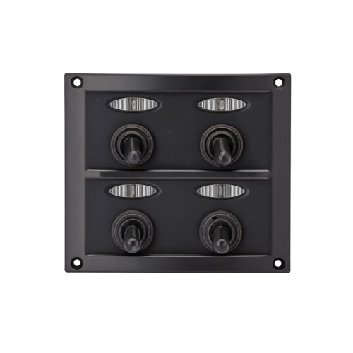 AAA 4 Gang Toggle Switch Panel with black UV-stabilised body and fuse protection