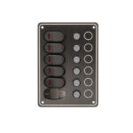 AAA 5 Gang Rocker Switch Panel with USB charging port for 12V marine and boat electrical systems
