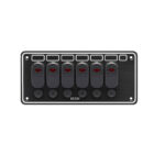 AAA 6 Gang Rocker Switch Panel, black 12V marine boat control panel with six rocker switches