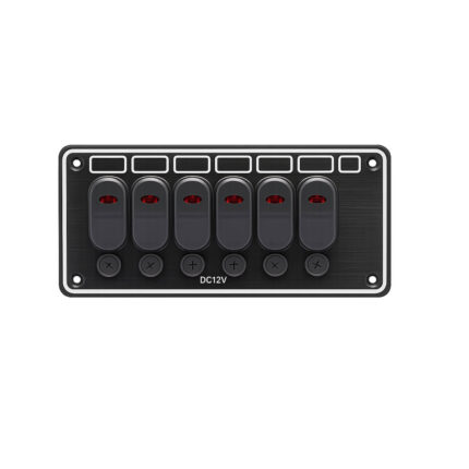 AAA 6 Gang Rocker Switch Panel, black 12V marine boat control panel with six rocker switches