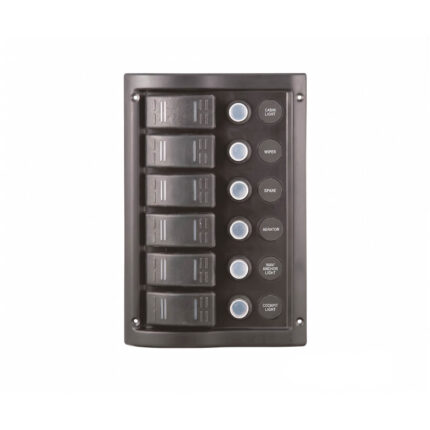 AAA 6 gang rocker switch panel for marine boats with labelled switches and circuit breakers