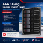 AAA 6 Gang Rocker Switch Panel specification and installation guide