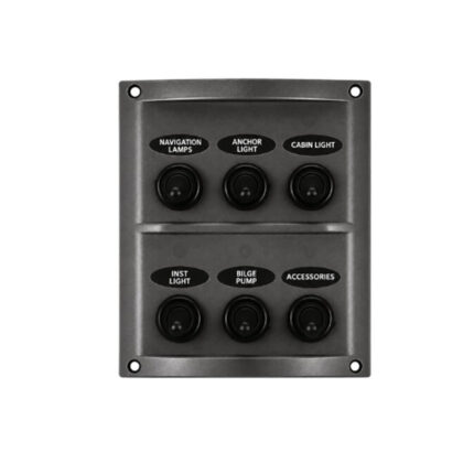 AAA 6 Gang Toggle Switch Panel with fuse protection for 12V marine and boat electrical systems