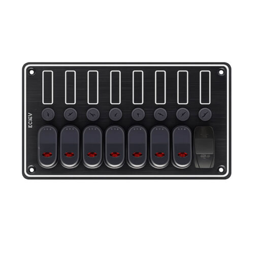 AAA 7 Gang 12V Marine Rocker Switch Panel with USB Charging Port