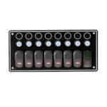 AAA 7 Gang Rocker Switch Panel with USB charging port for 12V marine and boat electrical systems