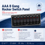 AAA 8 Gang Rocker Switch Panel Specifications and Installation Guide for 12V Marine Boat Applications