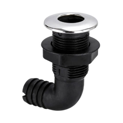 AAA 90 degree elbow thru hull fitting with stainless steel top cover for marine drain port and water outlet connection