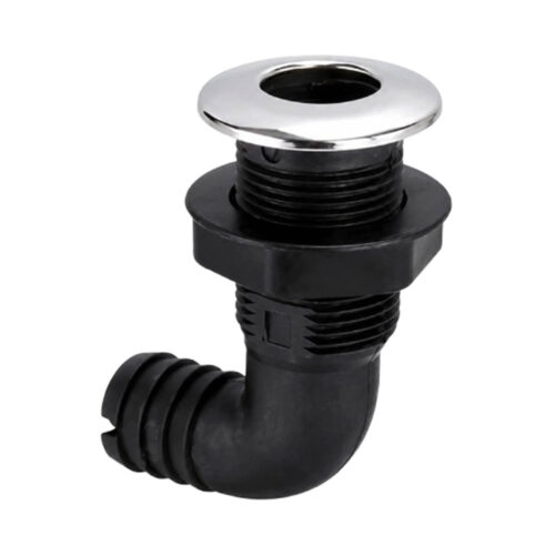 AAA 90 degree elbow thru hull fitting with stainless steel top cover for marine drain port and water outlet connection