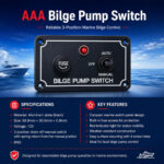AAA Bilge Pump Switch specifications and installation guide for 3-way Auto Off Manual boat bilge pump control