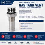 AAA Chrome Plated Gas Tank Vent Specification and Installation Guide for Universal Fuel Tank Breather Air Breather Marine Boat