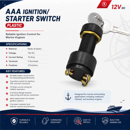 AAA plastic marine ignition and starter switch specifications and installation guide