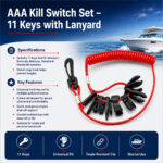 AAA kill switch set with 11 keys and lanyard specifications and installation guide for boats and jet skis