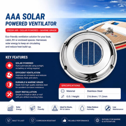 AAA Solar Powered Ventilator specification and installation guide for marine solar ventilation systems