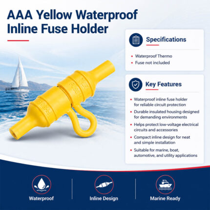 AAA yellow waterproof inline fuse holder specifications and installation guide for marine and boat electrical wiring