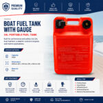 Boat Fuel Tank With Gauge 24L Portable Fuel Tank Specification and Installation guide showing product details, dimensions, and setup instructions