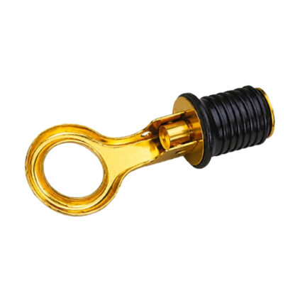 Brass pull drain plug for boats with ring handle for marine boat drainage and livewell water removal