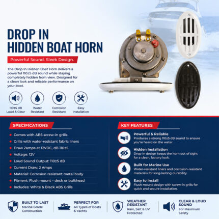 Drop In Hidden Boat Horn Specification and Installation Guide for 12V Electric Marine Horn