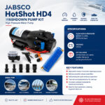 JABSCO HotShot HD4 washdown pump specification and installation guide for high pressure water pump used on boats.