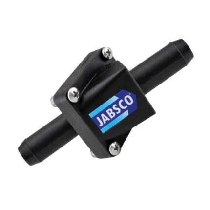 JABSCO inline non-return valve for marine and water systems, preventing backflow and ensuring one-way water flow.