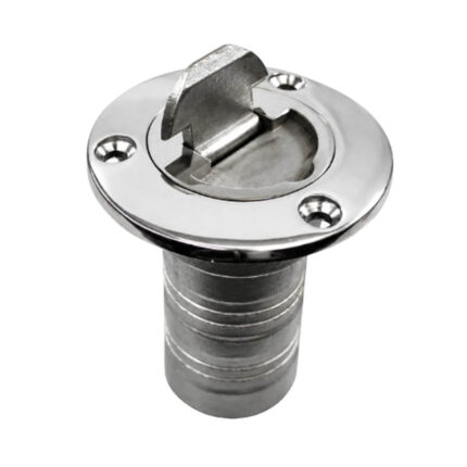 Key Free Stainless Steel Diesel Deck Fill 1-1/2" & 2" Inch top view showing boat deck filler stainless construction and key-free cap design
