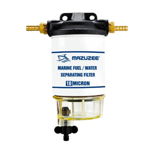 MAZUZEE Marine Fuel Water Separator Filter Assembly With Reusable Bowl Kit removes water and contaminants from fuel to protect boat engines and improve marine fuel system performance.