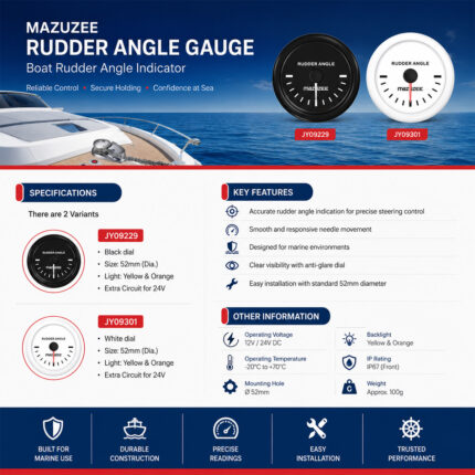 Mazuzee Rudder Angle Gauge Boat Rudder Angle Indicator Specification & Installation for Boats