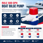 Rule 500 GPH boat bilge pump specifications and installation guide for marine bilge water removal