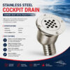 Stainless Steel Cockpit Drain | Marine Boat Deck Drain Fitting - Image 2