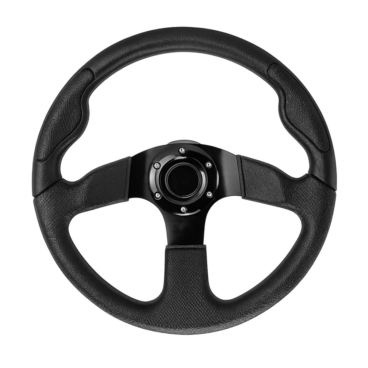 AAA Boat Steering Wheel - Black AAA Boat Steering Wheel - Black Heavy-Duty Marine Steering Wheel with Aluminum Frame and PU Grip for Boats