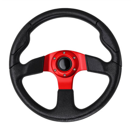 AAA Boat Steering Wheel - Red Heavy-Duty Marine Steering Wheel with Aluminum Frame and PU Grip