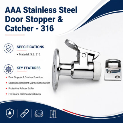 AAA Stainless Steel Door Stopper & Catcher – 316 specification and installation guide for marine doors