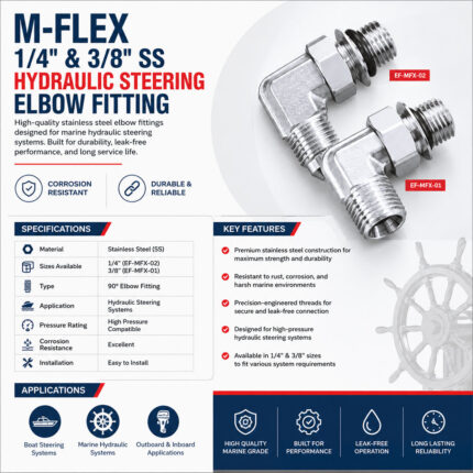 M-FLEX 1/4" & 3/8" Stainless Steel Hydraulic Steering Elbow Fitting Specification & Installation Guide Marine Hydraulic Elbow Fitting