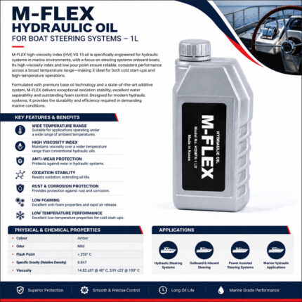 M-FLEX Hydraulic Oil for Boat Steering Systems 1L Specification & Installation Guide Marine Hydraulic Steering Fluid